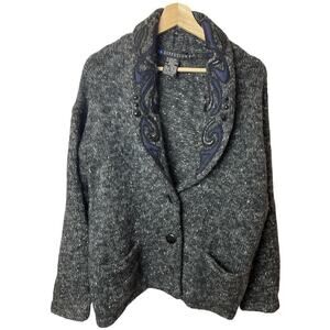 Vintage I.B. Diffusion Grey Wool Blend Cardigan Women's Size M